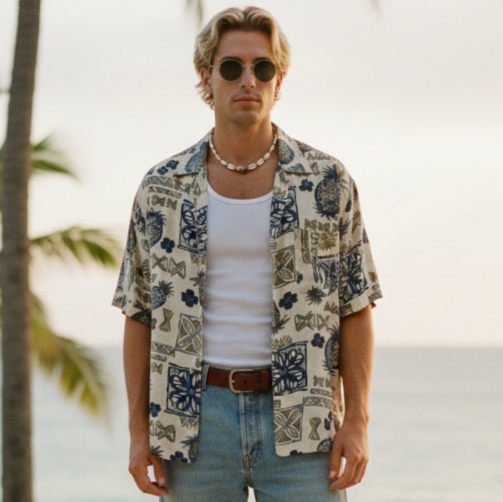 Linguine & Bob L Vintage 90s Retro Tropical Eclectic Grandpa Hawaiian Shirt